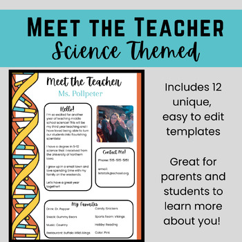 Preview of Editable Science-Themed Meet the Teacher Templates for Back to School