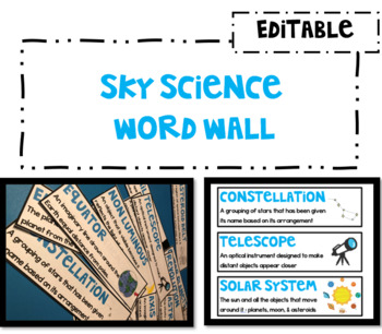 Editable Science Word Wall : Sky Science by Taylor Keith | TPT