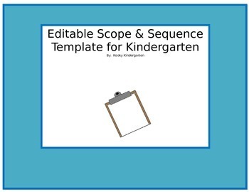 Preview of Editable Scope and Sequence Template for Kindergarten