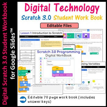 Preview of Editable Scratch Coding Activities - Digital Computer Worksheets