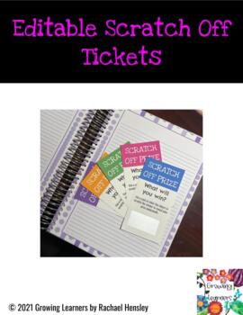Editable Scratch Off Ticket Template by Growing Learners Rachael Hensley
