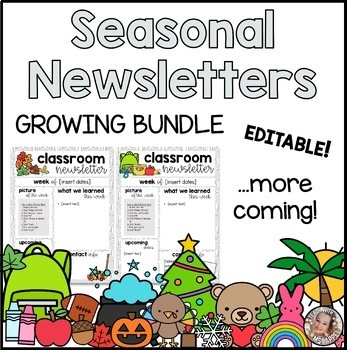 Preview of Editable Seasonal Newsletters Bundle | Simple Modern Boho