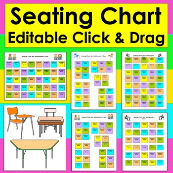 Preview of Editable Seating Chart Plan 9 Templates Click & Drag Portrait & Landscape