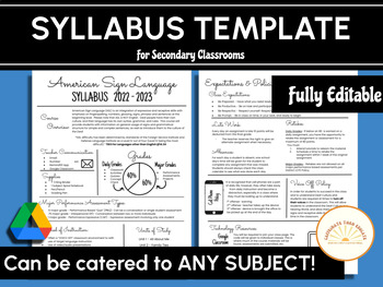 Preview of Editable Secondary Syllabus Template - ANY & ALL SUBJECTS!