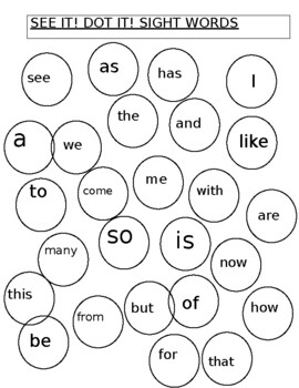 Editable See it, dot it, sight words by Jessica Reed | TPT