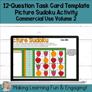 Preview of Editable Self-Checking Task Card Template Picture Sudoku Commercial Use Vol. 2
