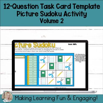 Preview of Editable Self-Checking Task Card Template Picture Sudoku Commercial Use Vol. 3