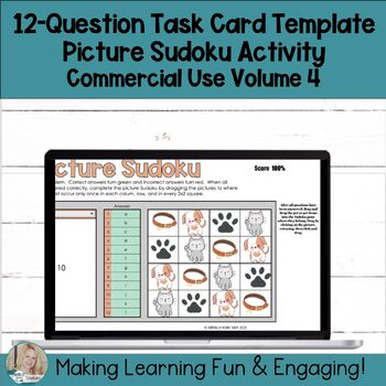 Preview of Editable Self-Checking Task Card Template Picture Sudoku Commercial Use Vol. 4