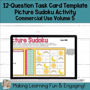 Preview of Editable Self-Checking Task Card Template Picture Sudoku Commercial Use Vol. 5