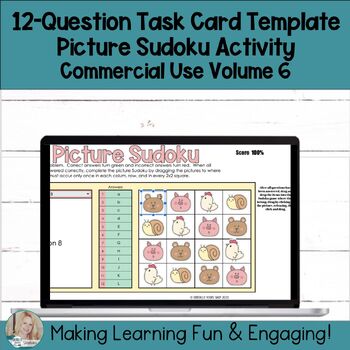 Preview of Editable Self-Checking Task Card Template Picture Sudoku Commercial Use Vol. 6