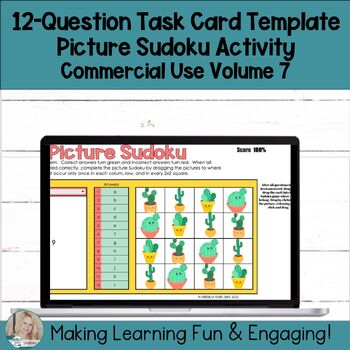 Preview of Editable Self-Checking Task Card Template Picture Sudoku Commercial Use Vol. 7