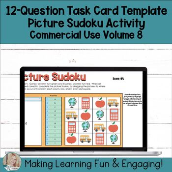 Preview of Editable Self-Checking Task Card Template Picture Sudoku Digital Resource Vol. 8