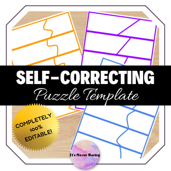 Preview of Editable Self-Correcting Puzzle Template + FREE phonics reading puzzles!