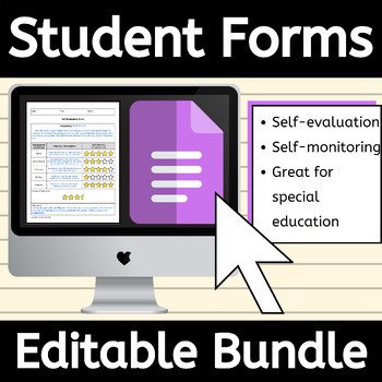 Preview of Editable Self-Evaluation and Self-Monitoring Student Forms for Special Education