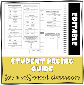 Preview of Editable Self Paced Pacing Guide Template