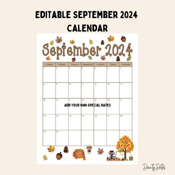 Preview of Editable September 2024 Calendar