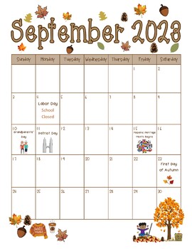 Preview of Editable September Calendar 2023