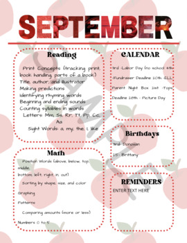 Preview of Editable September Monthly Newsletter