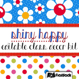 Editable Shiny Happy Sixties Flowers Color Scheme Class Decor Kit