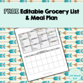 FREE Editable Shopping List and Meal Plan