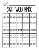 Editable Sight Word Bingo