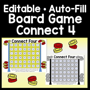 Preview of Sight Word Game Board - Connect 4 {Editable with Auto-Fill!}