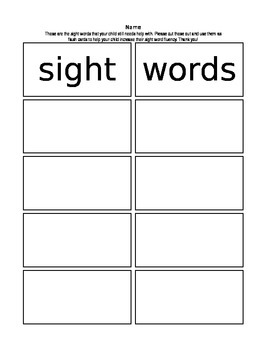 Preview of Editable Sight Word Cards