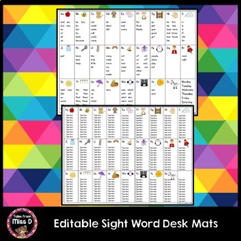 Preview of Editable Sight Word Desk Mat