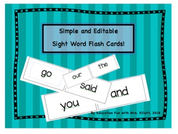 Preview of Editable Sight Word Flash Cards
