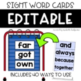 Editable Sight Word Flash Cards, Word Wall, Kindergarten S