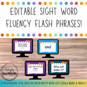 Preview of Editable Sight Word Fluency Flash Phrases!
