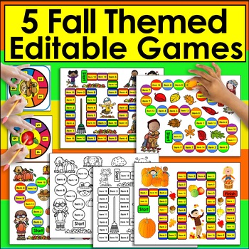 Preview of Editable Sight Word Game Boards Just Type Items Once!  Fall Theme Set 2