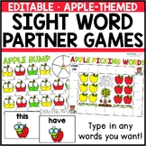 Editable Sight Word Games & Apple Activities, Partner Centers
