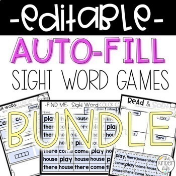 Preview of Editable Sight Word Games BUNDLE | Editable Spelling | K-2 Word Work Activities