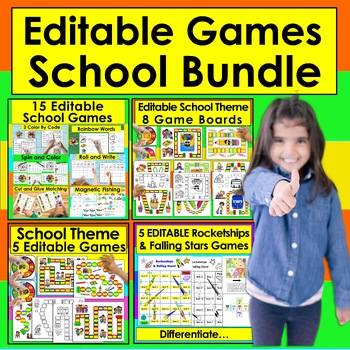 Preview of Editable Sight Word Games BUNDLE for Back to School  Auto Fill From ANY LIST