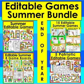 Preview of Editable Sight Word Games BUNDLE End of Year Summer Review  Auto Fill ANY LIST