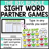 Editable Sight Word Games BUNDLE of Activities, Autofill P