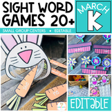 Editable Sight Word Games for Kindergarten March Spring, W