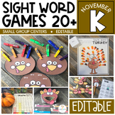 Sight Word Games, Activities Editable Kindergarten | Novem