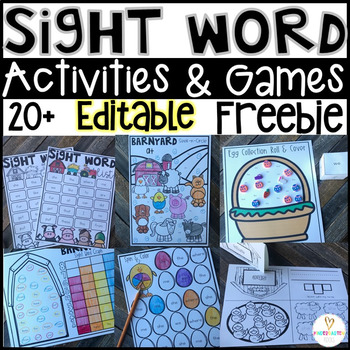 Preview of Editable Sight Word Games & Activities for Spring FREEBIE Distance Learning