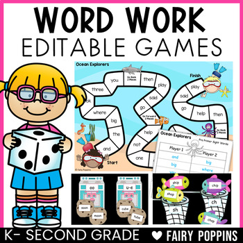 Preview of Editable Sight Word Games | Word Work, Spelling Practice, Literacy Centers