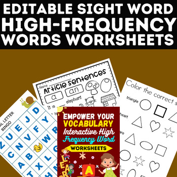 Preview of Editable Sight Word High-Frequency Words Worksheets