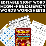 Editable Sight Word High-Frequency Words Worksheets