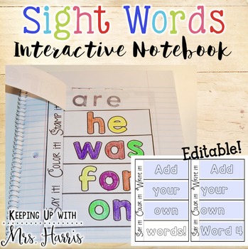 Preview of Sight Words Interactive Notebook -Editable