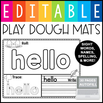 Preview of Editable Sight Word Playdough Mat Worksheets & Activities