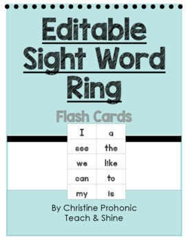 Preview of Sight Word Ring/Flash Cards - Editable