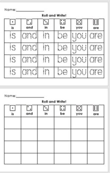Preview of Editable Sight Word Roll and Write
