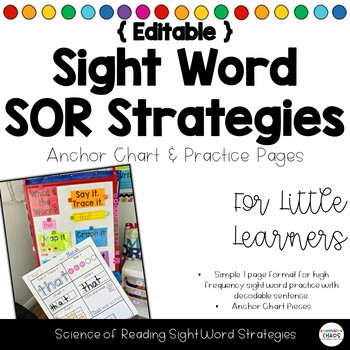 Preview of Editable Sight Word SOR Strategies | Word Mapping | Decodable Sentence