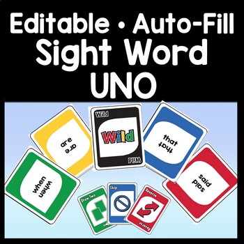 Preview of Sight Word Uno Cards {Editable with Auto-Fill!}