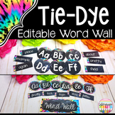 Editable Sight Word Wall Letters & Words Tie Dye Retro Cla